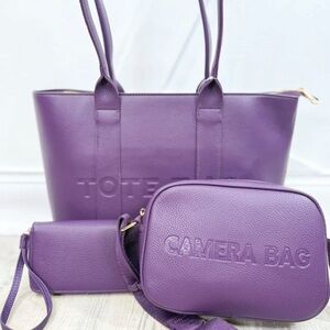 Purple 3-Piece Handbag Set